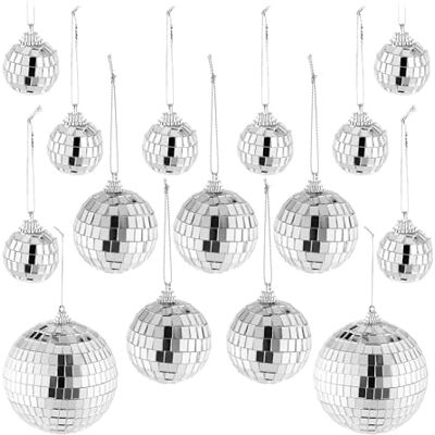 Relaxdays Mini Bolas de Discoteca, Set de 15, Bolitas de Disco para Decoración Fiestas, para Colgar, 3-10 cm, Plateado Relaxdays Mini Bolas de Discoteca, Set de 15, Bolitas de Disco para Decoración Fiestas, para Colgar, 3-10 cm, Plateado
