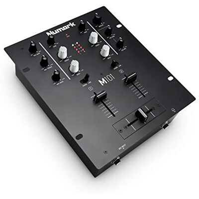 Numark M101 Mezclador DJ de dos canales, montable en rack con ecualizador de 2 bandas, entrada de micrófono y crossfader reemplazable Numark M101 Mezclador DJ de dos canales, montable en rack con ecualizador de 2 bandas, entrada de micrófono y crossfader reemplazable