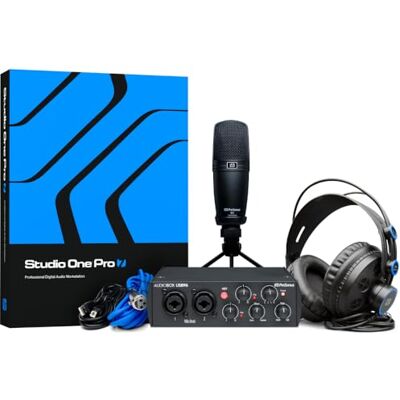 PreSonus AudioBox 96 Studio Interfaz de Audio USB, Paquete de Grabación y Producción, con Micrófono, Auriculares y Software, Edición del 25º Aniversario PreSonus AudioBox 96 Studio Interfaz de Audio USB, Paquete de Grabación y Producción, con Micrófono, Auriculares y Software, Edición del 25º Aniversario