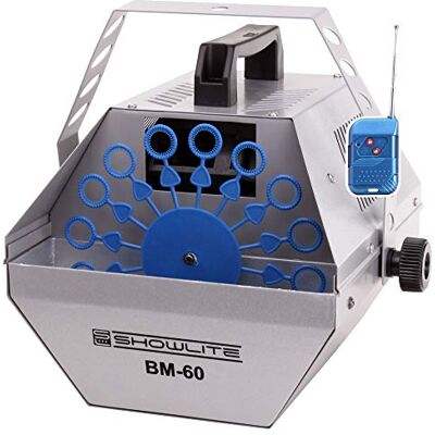 Showlite Máquina de Burbujas con Mando a Distancia, Tanque de 0 Potente ventilador, Motor potente para rotación uniforme, Aprox. 20-24 revoluciones por minuto, Potencia de 60W, Peso: 2 Showlite Máquina de Burbujas con Mando a Distancia, Tanque de 0 Potente ventilador, Motor potente para rotación uniforme, Aprox. 20-24 revoluciones por minuto, Potencia de 60W, Peso: 2