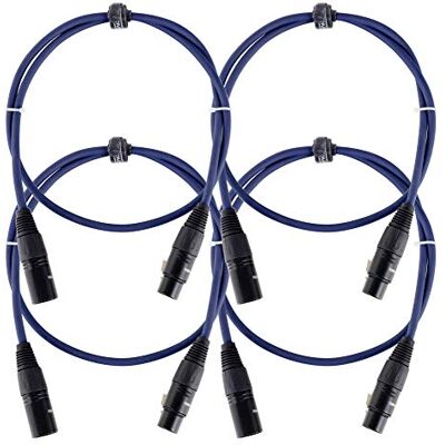 Pronomic Stage DMX3-1 Cable DMX 1m Set de 4, Longitud: 1 m, Color: azul Conectores: XLR hembra 3 pines => XLR macho 3 pines, Contactos dorados para transmisión sin interferencias Pronomic Stage DMX3-1 Cable DMX 1m Set de 4, Longitud: 1 m, Color: azul Conectores: XLR hembra 3 pines => XLR macho 3 pines, Contactos dorados para transmisión sin interferencias