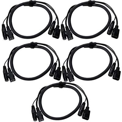 Pronomic Stage IECD-1 DMX Cable Híbrido C/DMX 1m Set de 5, 75 mm² Cable combinado para alimentación y señal DMX, Adiós al enredo de cables al conectar efectos de luz controlados por DMX, 3 kg Pronomic Stage IECD-1 DMX Cable Híbrido C/DMX 1m Set de 5, 75 mm² Cable combinado para alimentación y señal DMX, Adiós al enredo de cables al conectar efectos de luz controlados por DMX, 3 kg