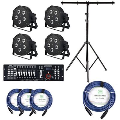 Showlite FLP-5x9W Focos 4 x Set incl. Master Pro USB, Power In/Out Cantidad de LEDs: 5 x 9 vatios LED, Mezcla de colores: 5 LED Tri Color Multichip RGB mixing, Función estroboscópica, Peso: 1 Showlite FLP-5x9W Focos 4 x Set incl. Master Pro USB, Power In/Out Cantidad de LEDs: 5 x 9 vatios LED, Mezcla de colores: 5 LED Tri Color Multichip RGB mixing, Función estroboscópica, Peso: 1