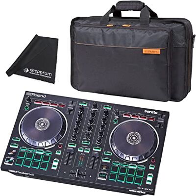 Roland DJ-202 Mezclador USB para DJ + bolsa de transporte CB-BDJ202 + paño de microfibra keepdrum Roland DJ-202 Mezclador USB para DJ + bolsa de transporte CB-BDJ202 + paño de microfibra keepdrum