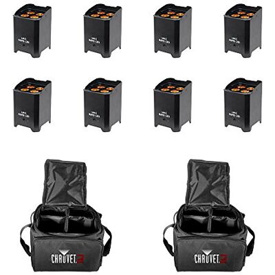 LEDJ Paquete de 8 luces LED inalámbricas QB1, incluye bolsa de transporte LEDJ Paquete de 8 luces LED inalámbricas QB1, incluye bolsa de transporte