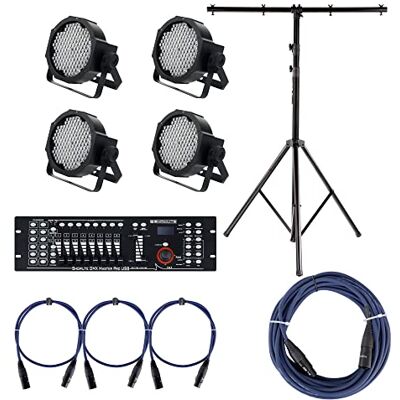 Showlite FLP-144W focos SET de 4, incl. DMX Controller Master Pro USB + tripode + cable Showlite FLP-144W focos SET de 4, incl. DMX Controller Master Pro USB + tripode + cable