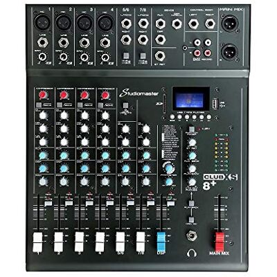 Studiomaster CLUB XS Mesa mezcladora de 8 canales con grabadora USB con efectos DSP Studiomaster CLUB XS Mesa mezcladora de 8 canales con grabadora USB con efectos DSP