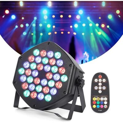 Garvee 1 batería de luz RGB para escenario, 36 W, recargable, con mando a distancia, temporizador, modo de activación de sonido DMX y 7 luces, foco de batería exterior para DJ, discoteca, fiesta, bar Garvee 1 batería de luz RGB para escenario, 36 W, recargable, con mando a distancia, temporizador, modo de activación de sonido DMX y 7 luces, foco de batería exterior para DJ, discoteca, fiesta, bar