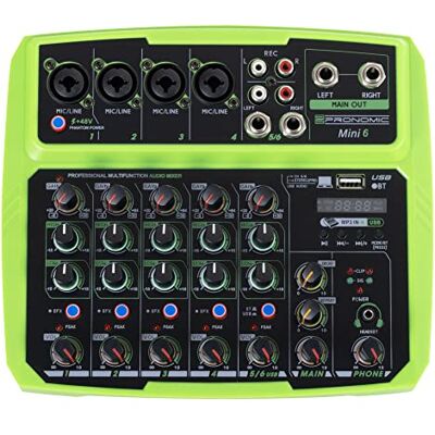 Pronomic Mini6 Mesa de Mezclas USB de 6 Canales, 3 mm, 5 mm, 1 x Cable USB Mezclador de 6 canales alimentado por USB, 4 canales mono con entradas XLR/jack balanceadas, Botón FX en los canales 1 4 Pronomic Mini6 Mesa de Mezclas USB de 6 Canales, 3 mm, 5 mm, 1 x Cable USB Mezclador de 6 canales alimentado por USB, 4 canales mono con entradas XLR/jack balanceadas, Botón FX en los canales 1 4