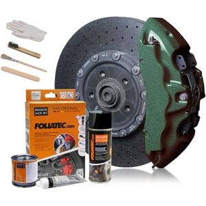 Foliatec Juego de pintura para pinzas de freno, resistente al calor, juego completo para 4 pinzas de freno, Green Hell Metallic, juego de 7 piezas Foliatec Juego de pintura para pinzas de freno, resistente al calor, juego completo para 4 pinzas de freno, Green Hell Metallic, juego de 7 piezas