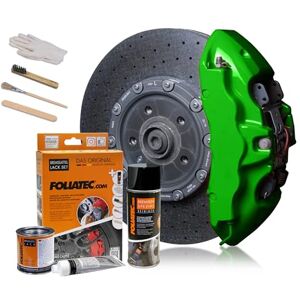 Foliatec Juego de pintura para pinzas de freno, resistente al calor, juego completo para 4 pinzas de freno, Power Green, juego de 7 piezas Foliatec Juego de pintura para pinzas de freno, resistente al calor, juego completo para 4 pinzas de freno, Power Green, juego de 7 piezas