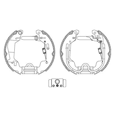 Hella Juego de Zapatas de Freno Traseras Opel Agila A - Juego de Zapatas, Eje Trasero, Montaje Previo con Cilindro de Rueda Hella Juego de Zapatas de Freno Traseras Opel Agila A - Juego de Zapatas, Eje Trasero, Montaje Previo con Cilindro de Rueda