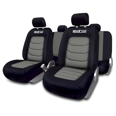 Fundas de asientos Sparco Negro/Gris - Juego de 11 piezas - Fundas de asientos Fundas de asientos Sparco Negro/Gris - Juego de 11 piezas - Fundas de asientos