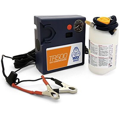MAXTOOLS TR500 - Kit de reparación de neumáticos, compresor 12V, sellador a base de agua MAXTOOLS TR500 - Kit de reparación de neumáticos, compresor 12V, sellador a base de agua