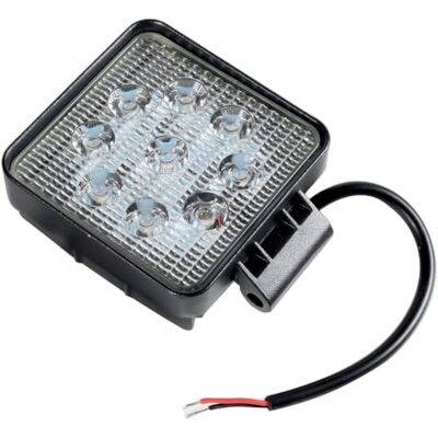 Faro auxiliar 9 LED cuadrado auto negro - indicador todoterreno Faro auxiliar 9 LED cuadrado auto negro - indicador todoterreno