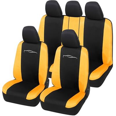 Lupex Shop - Funda de Asiento de Coche - Negro y Amarillo - Ajuste Universal Lupex Shop - Funda de Asiento de Coche - Negro y Amarillo - Ajuste Universal
