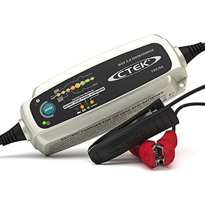 CTEK MXS 5.0 Test&Charge Cargador Batería 12V 5A,Mantenedor De Batería, Cargador De Batería De Coche Y Camion, Probador De Batería Y Alternador con Modo De Reacondicionamiento Y Modo De Copo De Nieve CTEK MXS 5.0 Test&Charge Cargador Batería 12V 5A,Mantenedor De Batería, Cargador De Batería De Coche Y Camion, Probador De Batería Y Alternador con Modo De Reacondicionamiento Y Modo De Copo De Nieve