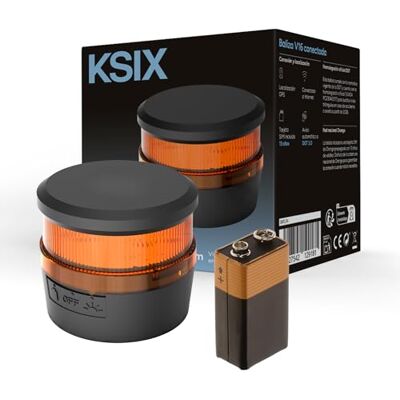 KSIX smart your tech KSIX Safety Light IoT, Luz Emergencia Coche Homologado DGT 3.0, Baliza V16 con Geolocalización y SIM, Sustituye Triángulos Obligatorios, Base Magnética, Visibilidad 1 km, Pila incluida KSIX smart your tech KSIX Safety Light IoT, Luz Emergencia Coche Homologado DGT 3.0, Baliza V16 con Geolocalización y SIM, Sustituye Triángulos Obligatorios, Base Magnética, Visibilidad 1 km, Pila incluida