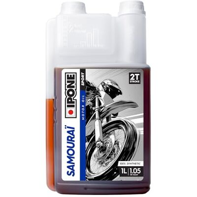 IPONE – Aceite de Motor para Moto 2 Tiempos Samouraï – Bidón dosificador 1 Litro 100% sintético Gama Sport Altísimas prestaciones Protección óptima del Motor Uso Ocio y competición. IPONE – Aceite de Motor para Moto 2 Tiempos Samouraï – Bidón dosificador 1 Litro 100% sintético Gama Sport Altísimas prestaciones Protección óptima del Motor Uso Ocio y competición.