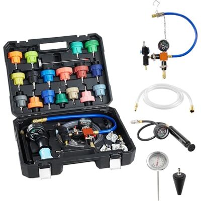 VEVOR Juego de 47 Manómetros de Refrigerante con 3 Adaptadores Metálicos, Ajuste Universal, para Sistemas de Refrigeración de Automóviles, con Bomba de Presión y Llenador de Aluminio y Plástico VEVOR Juego de 47 Manómetros de Refrigerante con 3 Adaptadores Metálicos, Ajuste Universal, para Sistemas de Refrigeración de Automóviles, con Bomba de Presión y Llenador de Aluminio y Plástico
