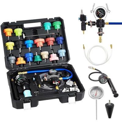 VEVOR Juego de Manómetros de Refrigerante de 47 Piezas, con 3 Adaptadores Metálicos, Ajuste Universal, para Sistemas de Refrigeración de Automóviles, con Bomba de Presión y Llenador de Plástico VEVOR Juego de Manómetros de Refrigerante de 47 Piezas, con 3 Adaptadores Metálicos, Ajuste Universal, para Sistemas de Refrigeración de Automóviles, con Bomba de Presión y Llenador de Plástico