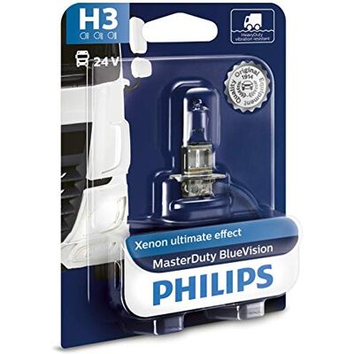 Philips 13336MDBVB1 MasterDuty BlueVision Bombilla H3 para faros delanteros (1 unidad, 24 V, 70 W) Philips 13336MDBVB1 MasterDuty BlueVision Bombilla H3 para faros delanteros (1 unidad, 24 V, 70 W)