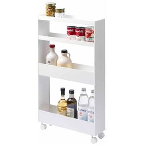 YAMAZAKI 1806 Tower Slim 4~Tiered Storage Cart, White, Steel/Nylon, 13 x 48 x 80.5 cm YAMAZAKI 1806 Tower Slim 4~Tiered Storage Cart, White, Steel/Nylon, 13 x 48 x 80.5 cm