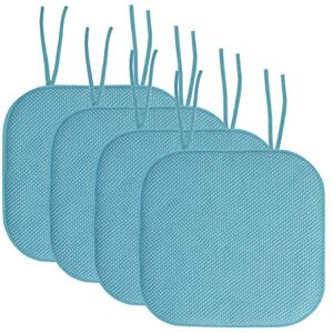 Sweet Home Collection Funda de Asiento de Goma Antideslizante Cuadrada Redondeada de 40,64 x 40,64 cm, Espuma de Memoria, Poliuretano, Verde Azulado, Paquete de 4 Sweet Home Collection Funda de Asiento de Goma Antideslizante Cuadrada Redondeada de 40,64 x 40,64 cm, Espuma de Memoria, Poliuretano, Verde Azulado, Paquete de 4