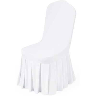 VEVOR Fundas Sillas de Comedor 30 Piezas, Funda para Sillones Elástica de Poliéster y Elastano, para Sillas de hasta 51 x 45 x 95 cm, Diseño de Falda, Tela Suave, para Fiestas, Banquetes, Blanco VEVOR Fundas Sillas de Comedor 30 Piezas, Funda para Sillones Elástica de Poliéster y Elastano, para Sillas de hasta 51 x 45 x 95 cm, Diseño de Falda, Tela Suave, para Fiestas, Banquetes, Blanco