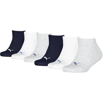 PUMA Zapatillas deportivas para niños 6P ECOM, blanco, gris y azul, 27-30 PUMA Zapatillas deportivas para niños 6P ECOM, blanco, gris y azul, 27-30