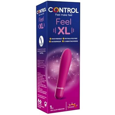 CONTROL Feel XL Vibrador vaginal 5 vibraciones diferentes Libre de ftalatos y metales pesados Fácil de limpiar Silicona médica suave al tacto Sumergible Luz para la oscuridad CONTROL Feel XL Vibrador vaginal 5 vibraciones diferentes Libre de ftalatos y metales pesados Fácil de limpiar Silicona médica suave al tacto Sumergible Luz para la oscuridad