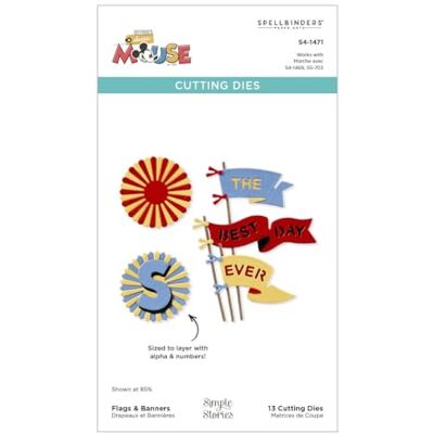 Spellbinders Banderas y pancartas grabadas de The Say Cheese Classic Mouse Collection Spellbinders Banderas y pancartas grabadas de The Say Cheese Classic Mouse Collection