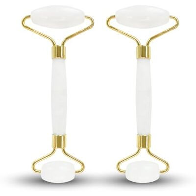 Sun 2 rollos de jade blanco masaje facial – jade rodillo de piedra 100% natural sin tratamiento químico – antiedad – reduce las líneas finas – estimula la circulación sanguínea – Sun 2 rollos de jade blanco masaje facial – jade rodillo de piedra 100% natural sin tratamiento químico – antiedad – reduce las líneas finas – estimula la circulación sanguínea –