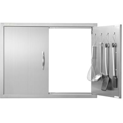 VEVOR Puerta de barbacoa doble pared para cocina exterior, 31"x24", puerta empotrada acero inoxidable con asas y ganchos VEVOR Puerta de barbacoa doble pared para cocina exterior, 31"x24", puerta empotrada acero inoxidable con asas y ganchos