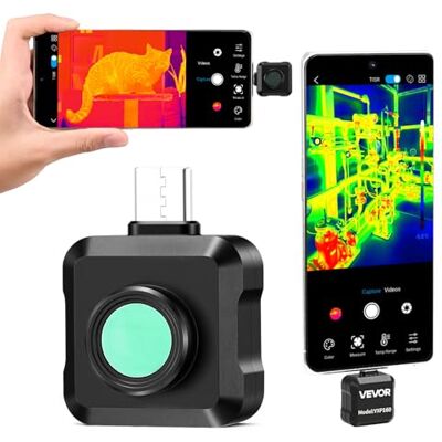 VEVOR Cámara Térmica para Android, Cámara Infrarroja, Termográfica, Rango -20 a 550 °C, Resolución IR 160 x 120, Superresolución 320 x 240 TISR, 25 Hz para Móvil Fontanería Inspección Eléctrica HVAC VEVOR Cámara Térmica para Android, Cámara Infrarroja, Termográfica, Rango -20 a 550 °C, Resolución IR 160 x 120, Superresolución 320 x 240 TISR, 25 Hz para Móvil Fontanería Inspección Eléctrica HVAC