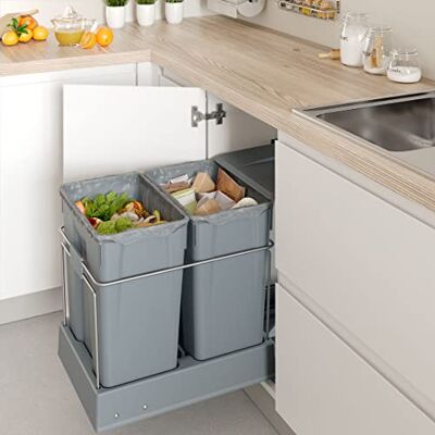 MENAGE CONFORT Cubo de basura de cocina - 2x30L, semi-automático MENAGE CONFORT Cubo de basura de cocina - 2x30L, semi-automático