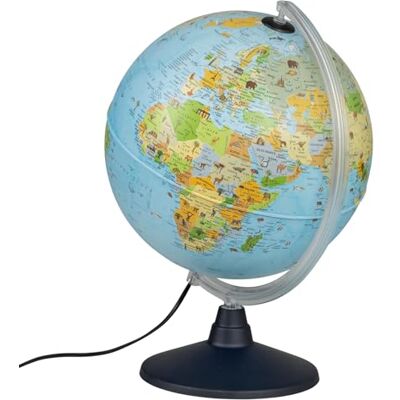 Idena Globo luminoso con imágenes de animales, con iluminación LED e interruptor de encendido/apagado, diámetro aprox. 30 cm, imagen de mapa político (versión alemana) Idena Globo luminoso con imágenes de animales, con iluminación LED e interruptor de encendido/apagado, diámetro aprox. 30 cm, imagen de mapa político (versión alemana)