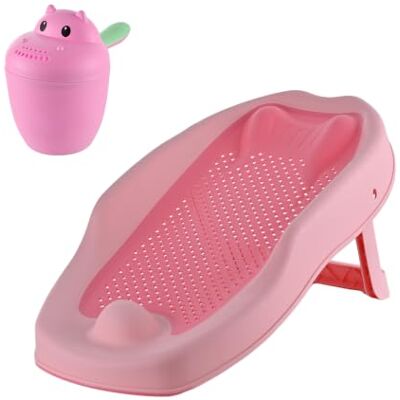 Relaxdays Set baño bebé con vasito para lavar el pelo, sin lágrimas, rosa Relaxdays Set baño bebé con vasito para lavar el pelo, sin lágrimas, rosa