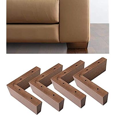 IPEA 4X Patas de madera en esquina - Sofá, Muebles, Armario - Noce - 50mm IPEA 4X Patas de madera en esquina - Sofá, Muebles, Armario - Noce - 50mm