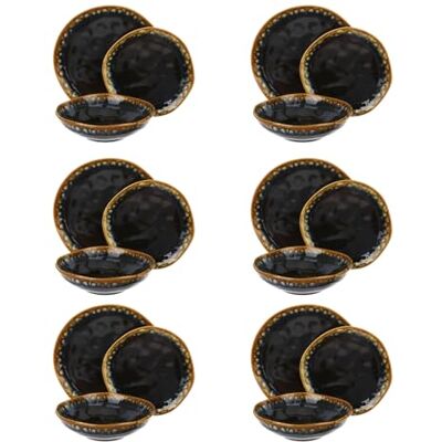 Altri brand Olympus - Juego de vajilla - 18 piezas terracota, negro oro Altri brand Olympus - Juego de vajilla - 18 piezas terracota, negro oro