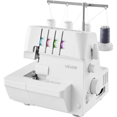 VEVOR Máquina de Coser Overlock, 1250 Puntadas por Minuto, Capacidad para 2-3-4 Hilos, Alimentación Diferencial Ajustable, con Brazo Libre e Iluminación LED, Color Blanco, 320 x 280 x 320 mm VEVOR Máquina de Coser Overlock, 1250 Puntadas por Minuto, Capacidad para 2-3-4 Hilos, Alimentación Diferencial Ajustable, con Brazo Libre e Iluminación LED, Color Blanco, 320 x 280 x 320 mm