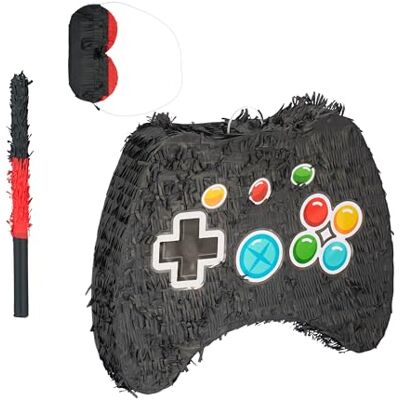 Relaxdays Piñata, Mando Videojuegos, Set 3 Piezas con Palo y Antifaz, Juego Niños Cumpleaños, Sin Rellenar, Multicolor Relaxdays Piñata, Mando Videojuegos, Set 3 Piezas con Palo y Antifaz, Juego Niños Cumpleaños, Sin Rellenar, Multicolor