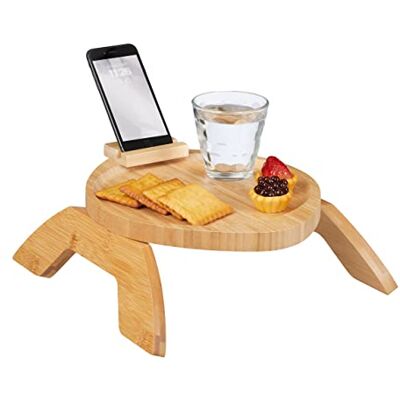 Relaxdays Bandeja Reposabrazos Sofá, Bambú, Mesa Pleagable con Soporte para Móvil, 25 x 30 cm, para Bebidas, Natural Relaxdays Bandeja Reposabrazos Sofá, Bambú, Mesa Pleagable con Soporte para Móvil, 25 x 30 cm, para Bebidas, Natural