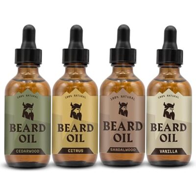 Viking Aceite de barba para hombres Fórmula orgánica natural con aceites de árbol de té, argán y jojoba para hombres Promueve el crecimiento, suaviza e hidrata (todos los 04 aromas) Viking Aceite de barba para hombres Fórmula orgánica natural con aceites de árbol de té, argán y jojoba para hombres Promueve el crecimiento, suaviza e hidrata (todos los 04 aromas)