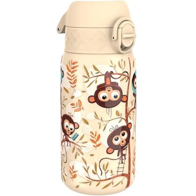 Ion8 Botella Infantil de Acero Inoxidable 400ml Monkeys - Botella de Agua Ion8 Botella Infantil de Acero Inoxidable 400ml Monkeys - Botella de Agua