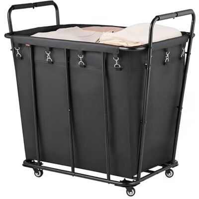 VEVOR Carro Clasificador de Ropa 300 L, con Capacidad de Carga 117,9 kg, Ruedas Giratorias y Bolsa de Lavandería Impermeable, para Lavandería, Resistente al Desgaste, 92,5 x 66,5 x 94,5 cm, Negro VEVOR Carro Clasificador de Ropa 300 L, con Capacidad de Carga 117,9 kg, Ruedas Giratorias y Bolsa de Lavandería Impermeable, para Lavandería, Resistente al Desgaste, 92,5 x 66,5 x 94,5 cm, Negro