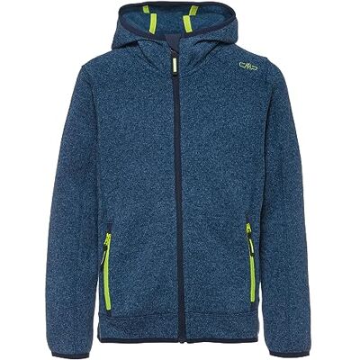 CMP Chaqueta infantil Knit-Tech con capucha fija, Azul-Lima, 104 CMP Chaqueta infantil Knit-Tech con capucha fija, Azul-Lima, 104