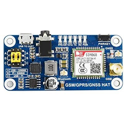 Waveshare Pi gsm/GPRS/GNSS Hat Expansion Board with Low-Power Consumption Based on SIM868 Compatible with Raspberry Pi 2B 3B Zero Zero W Waveshare Pi gsm/GPRS/GNSS Hat Expansion Board with Low-Power Consumption Based on SIM868 Compatible with Raspberry Pi 2B 3B Zero Zero W