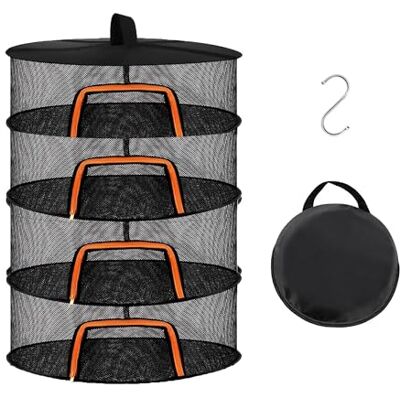 Relaxdays Estante Plegable para secar Hierbas, Frutas, Verduras y Pescado, 80x60x60 cm, Naranja/Negro Relaxdays Estante Plegable para secar Hierbas, Frutas, Verduras y Pescado, 80x60x60 cm, Naranja/Negro