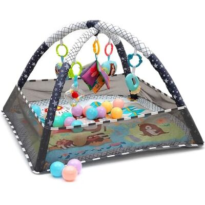 Relaxdays Arco de Juegos Plegable con Juguete, 55 x 80 x 80 cm, Tela y Espuma, Gimnasio para bebé, Alfombra de Gateo Relaxdays Arco de Juegos Plegable con Juguete, 55 x 80 x 80 cm, Tela y Espuma, Gimnasio para bebé, Alfombra de Gateo